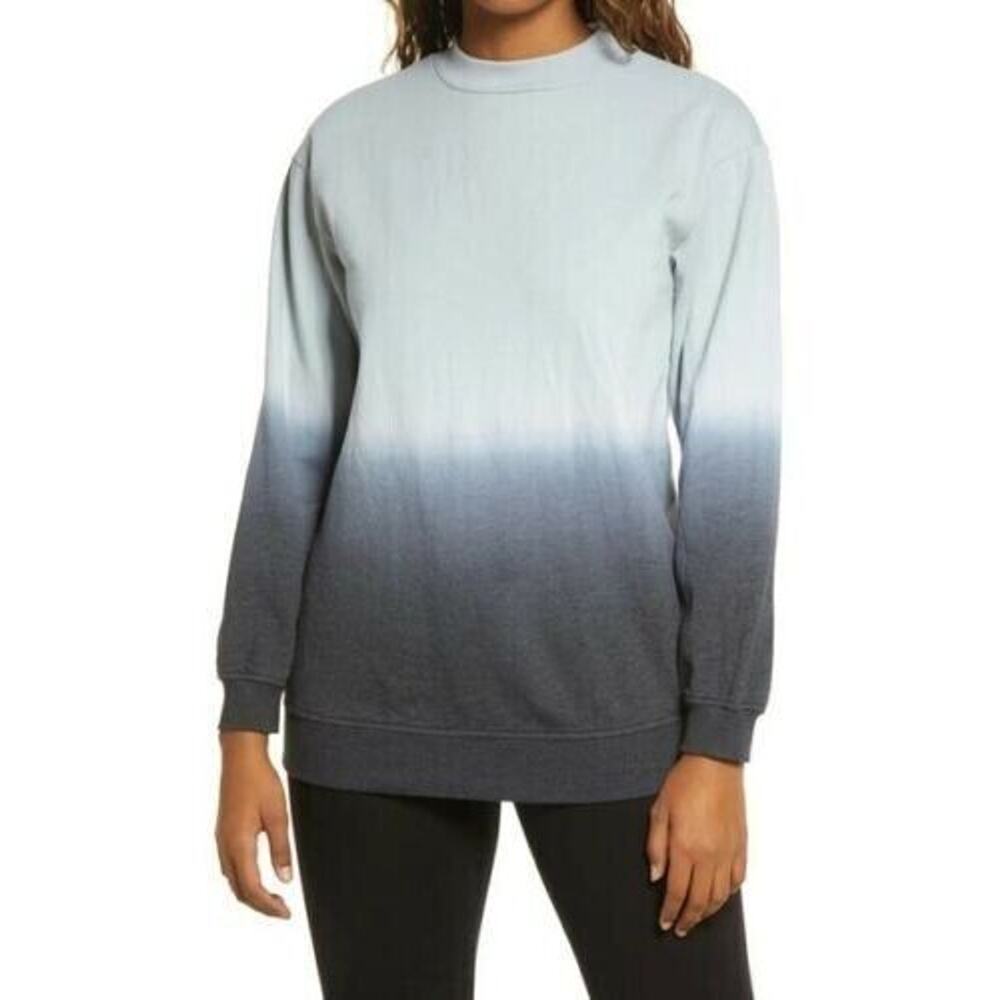 BP. Women's Dip Dye Crewneck Cotton Blend Sweatshirt in Black Grey Medium $49
